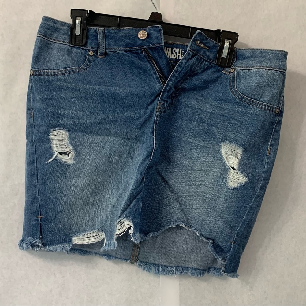 Rewash Brand Vintage Reunion Cotton Distressed Jean Skirt